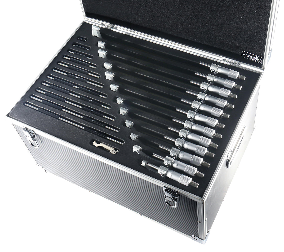 0-12'' by 0.0001'', 12 Pcs Ultra-Precision Outside Micrometers Set with Carbide Tips, Eg00-0912