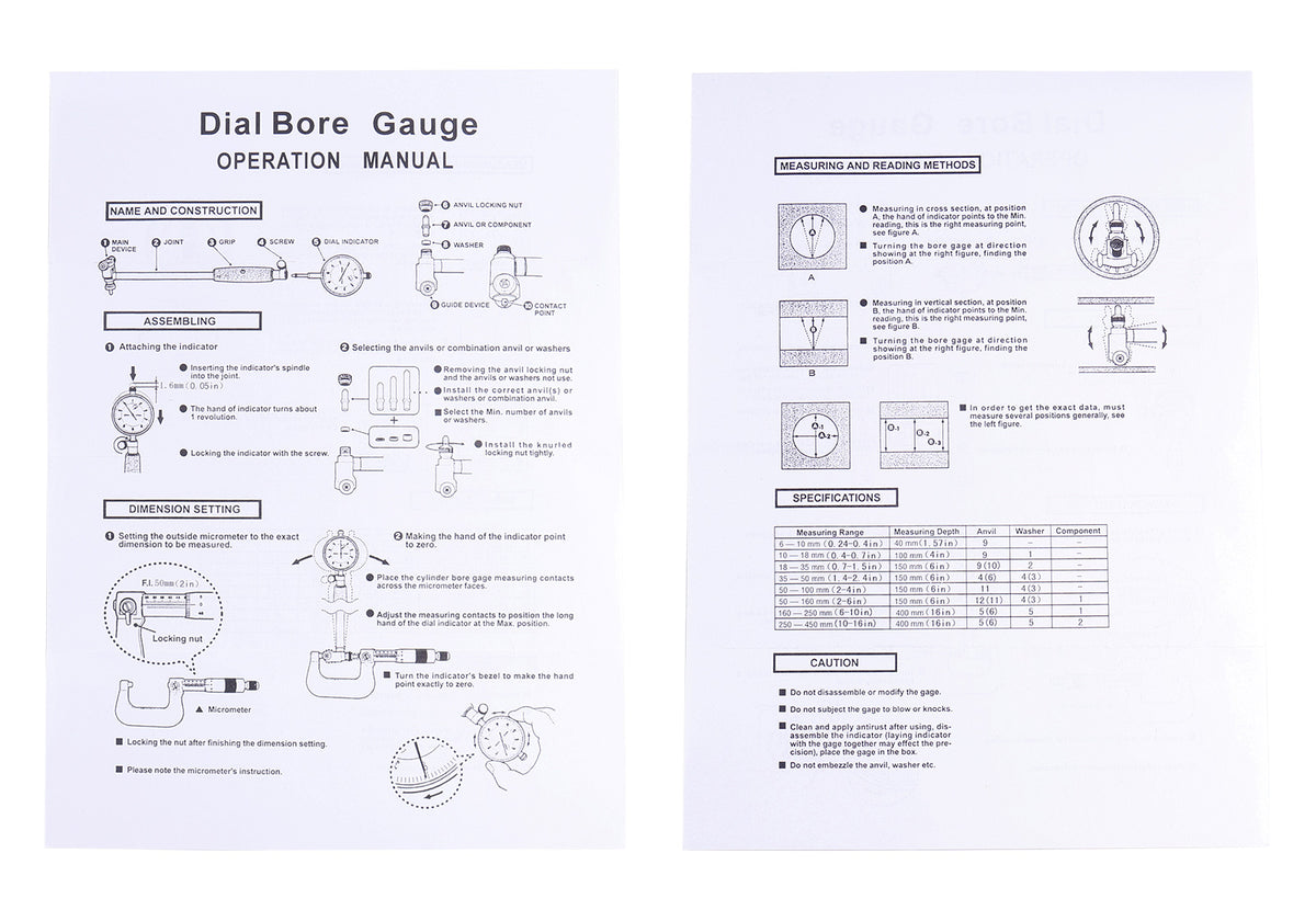 Dial Bore Gages, Inch and mm