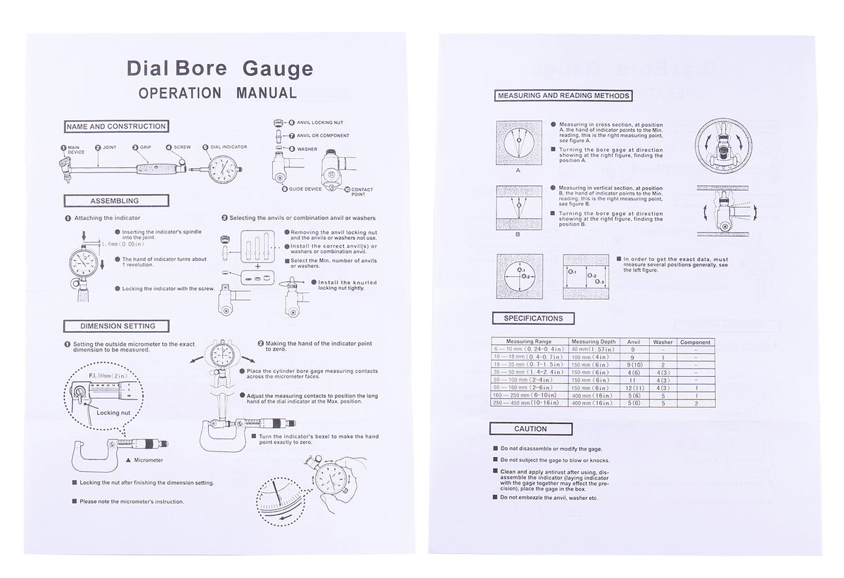 Dial Bore Gages, Inch and mm