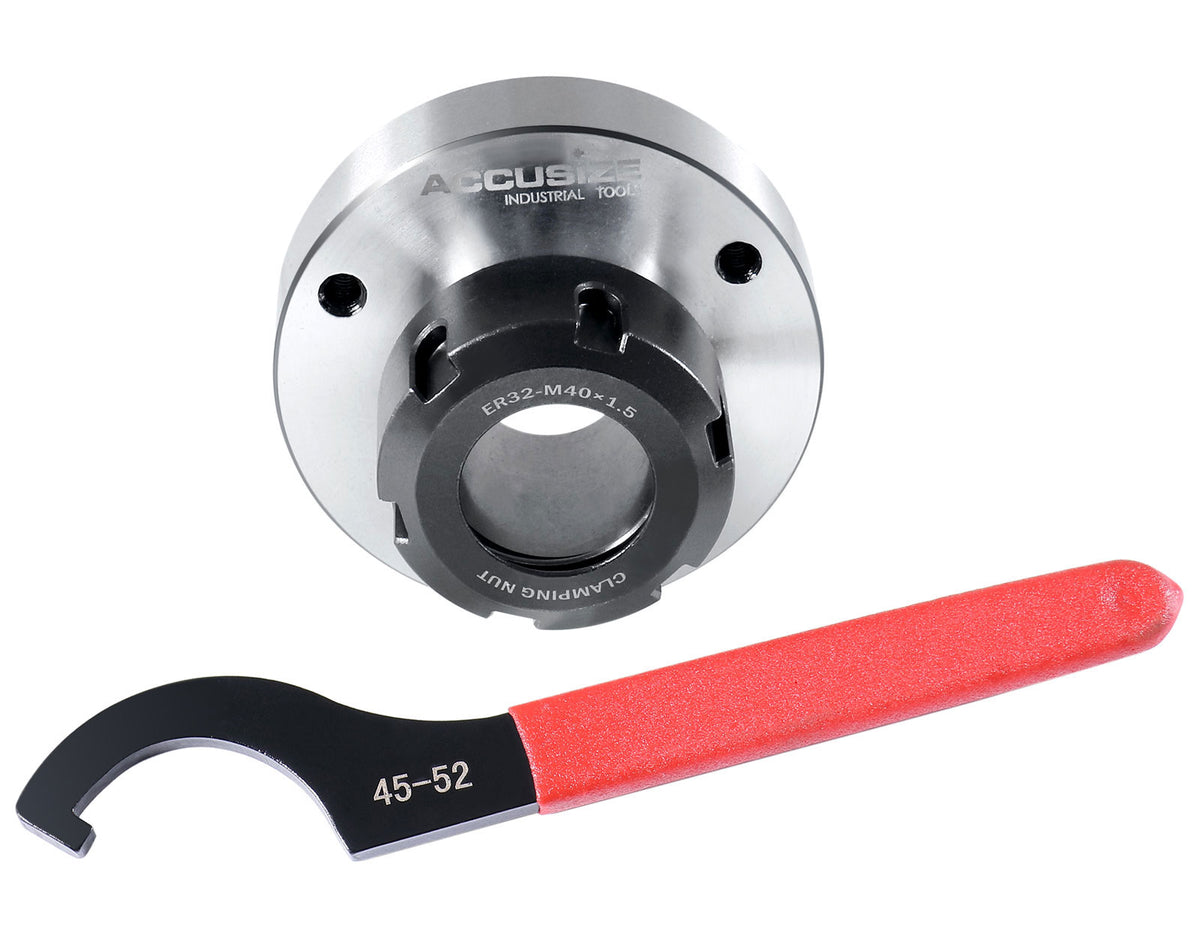 Er 32 Collet Chuck, 3.149" / 80mm Diameter Baseplate, 0.0016" Concentricity Backplate, Base Code I, Er32-0080