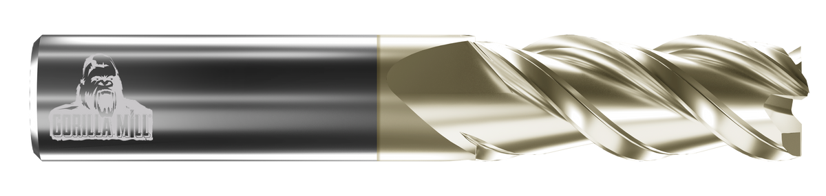 Gorilla 3 Flute Square End ZrN Coated End Mills, Inch, High Performance, Non-Ferrous, Made in USA