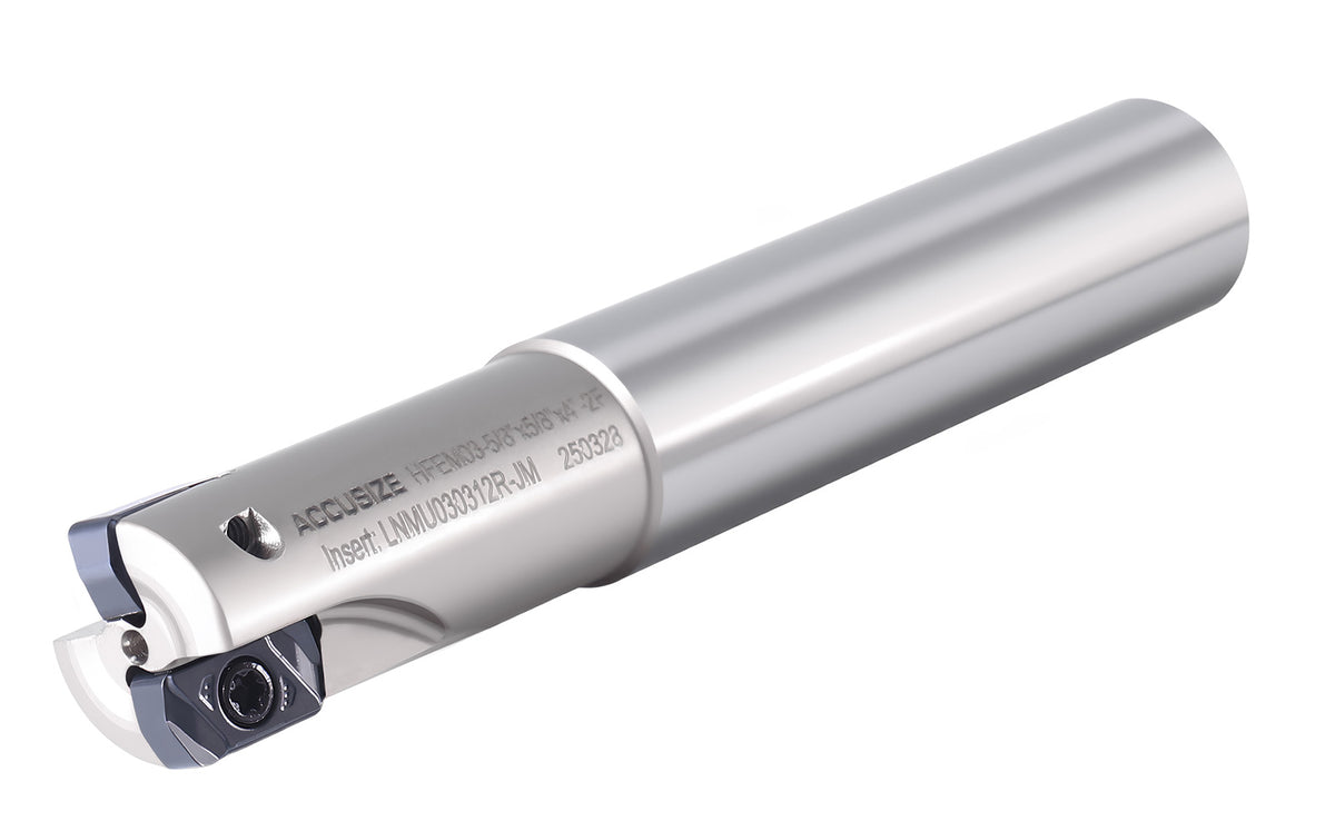 HFEM High Feed Indexable End Mills with Carbide, TiAlN Coated LNMU030312R Inserts