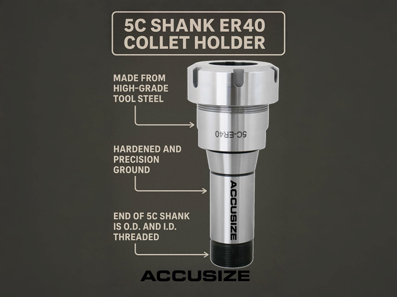 5C Shank ER40 Chuck with 15 pc Collet Set, 1/8" - 1" by 16th, #0223-0302