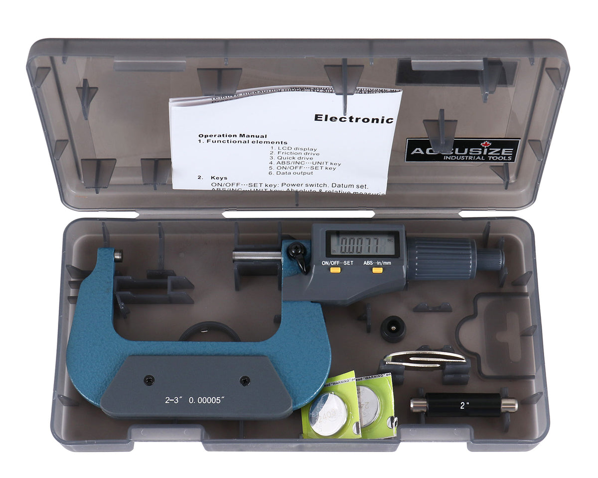 2-3''/50-75mm by 0.00005'' 2 Keys Electronic Digital Outside Micrometer, Md71-0003