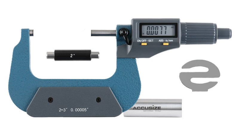 2-3''/50-75mm by 0.00005'' 2 Keys Electronic Digital Outside Micrometer, Md71-0003