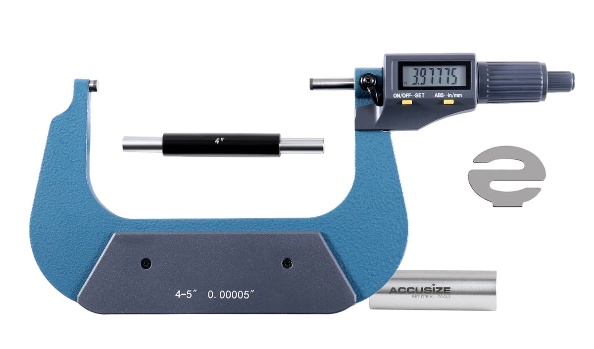 4-5''/100-125 mm by 0.00005''/0.001 mm 2 Keys Electronic Digital Outside Micrometer, Metric/Imperial, Md71-0005