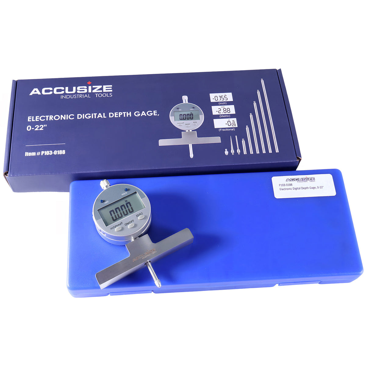 Accusize 0-22 in Digital Depth Gauge with Small-Hole Points, P103-0188