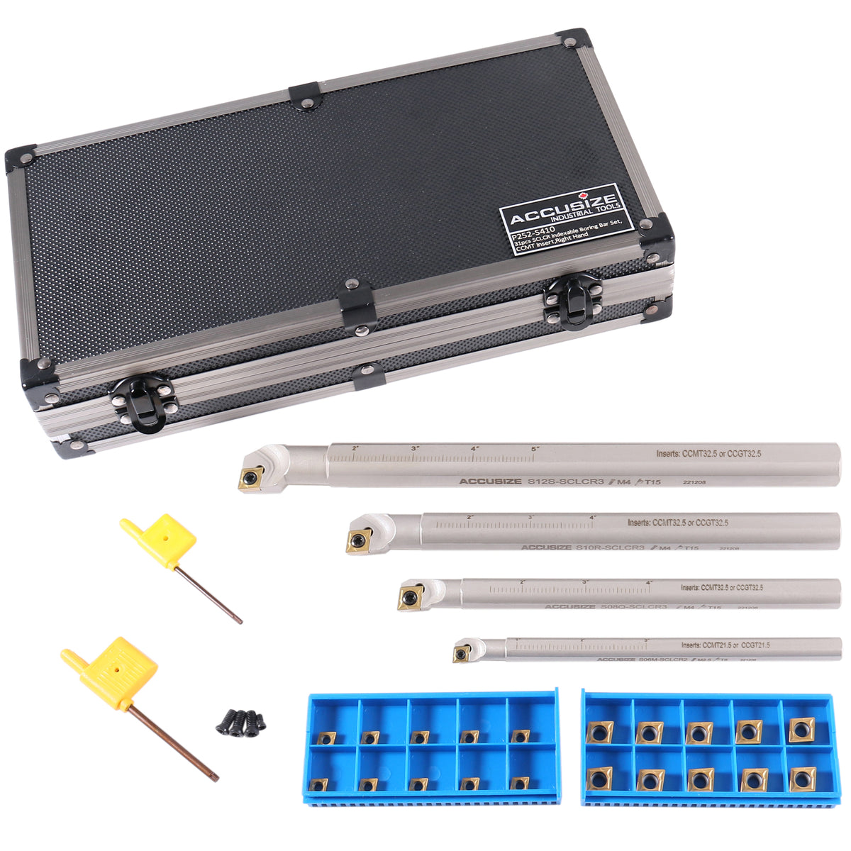Accusize Sclcr Indexable Boring Bar Set, 3/8", 1/2", 5/8", 3/4" for Steel