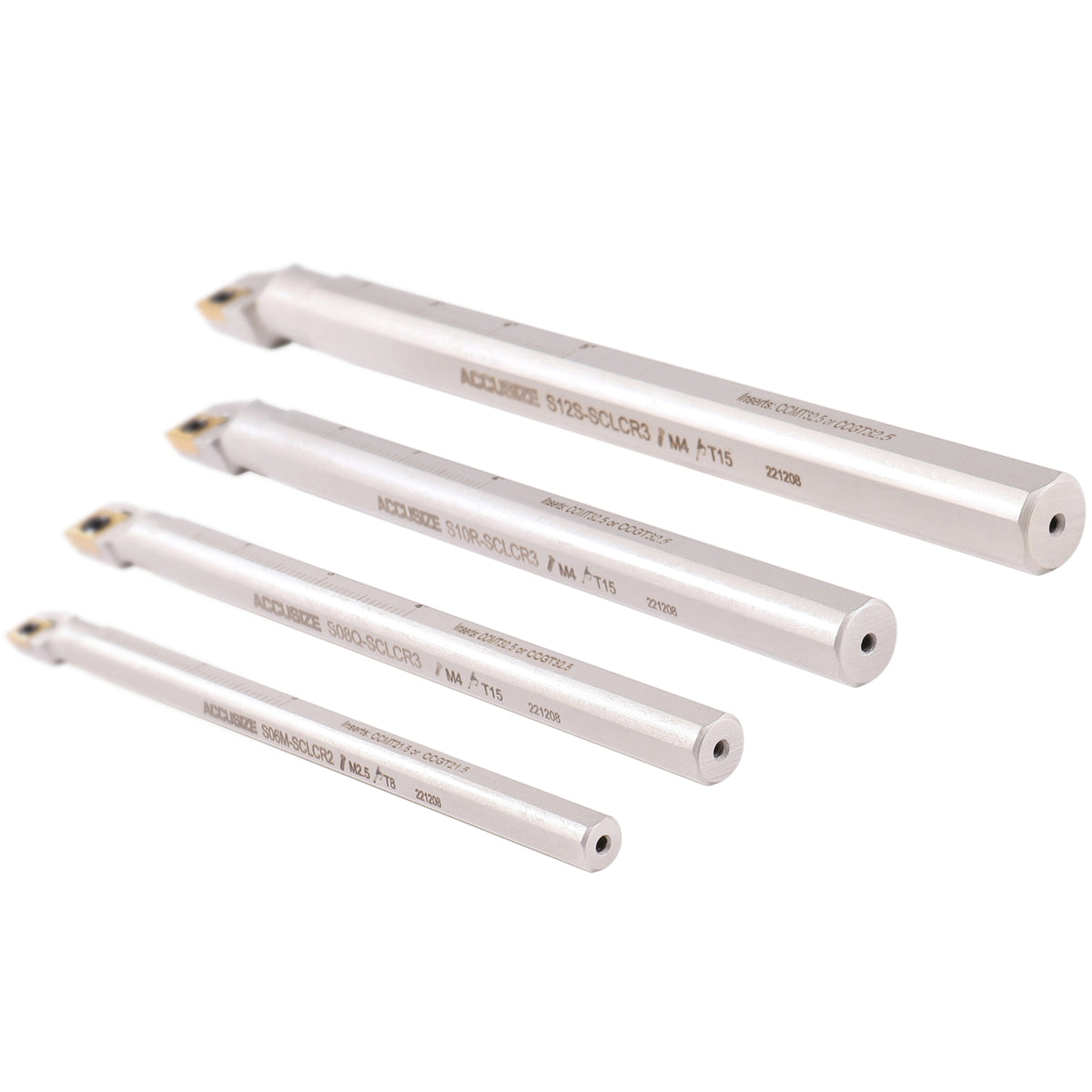 Accusize Sclcr Indexable Boring Bar Set, 3/8", 1/2", 5/8", 3/4" for Steel