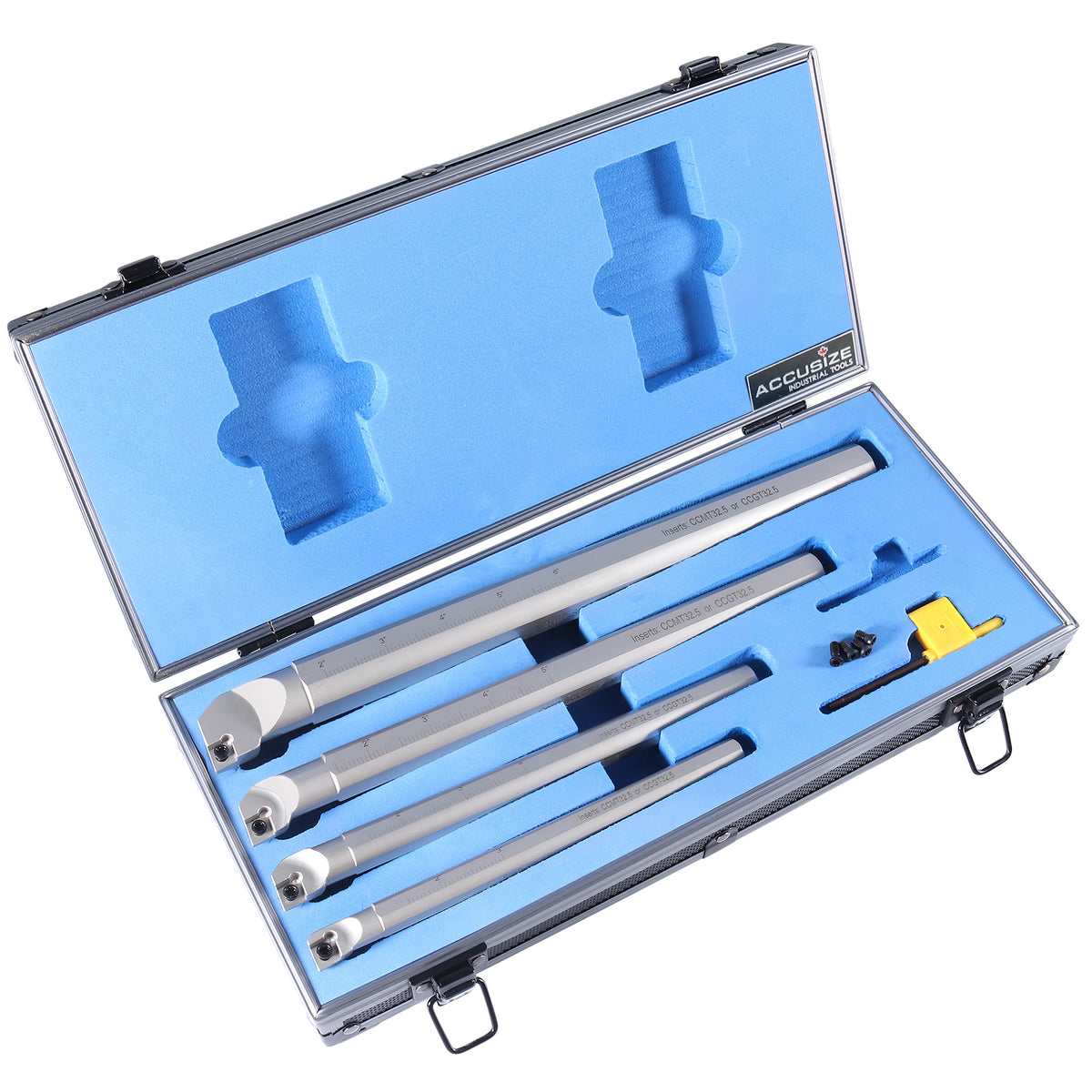 Sclcr 4 Pc Indexable Boring Bar Set, Without Inserts, Working with Ccmt 32.5 and Cctg 32.5 Inserts, 1/2", 5/8", 3/4", & 1",P252-S411