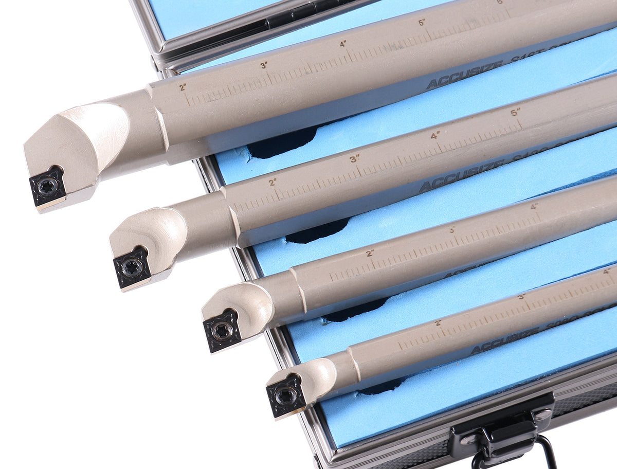 Sclcr 4 Pc Indexable Boring Bar Set with 14 Carbide Cvd Coating Ccmt32.51 Inserts, 1/2, 5/8, 3/4, 1'', P252-S416