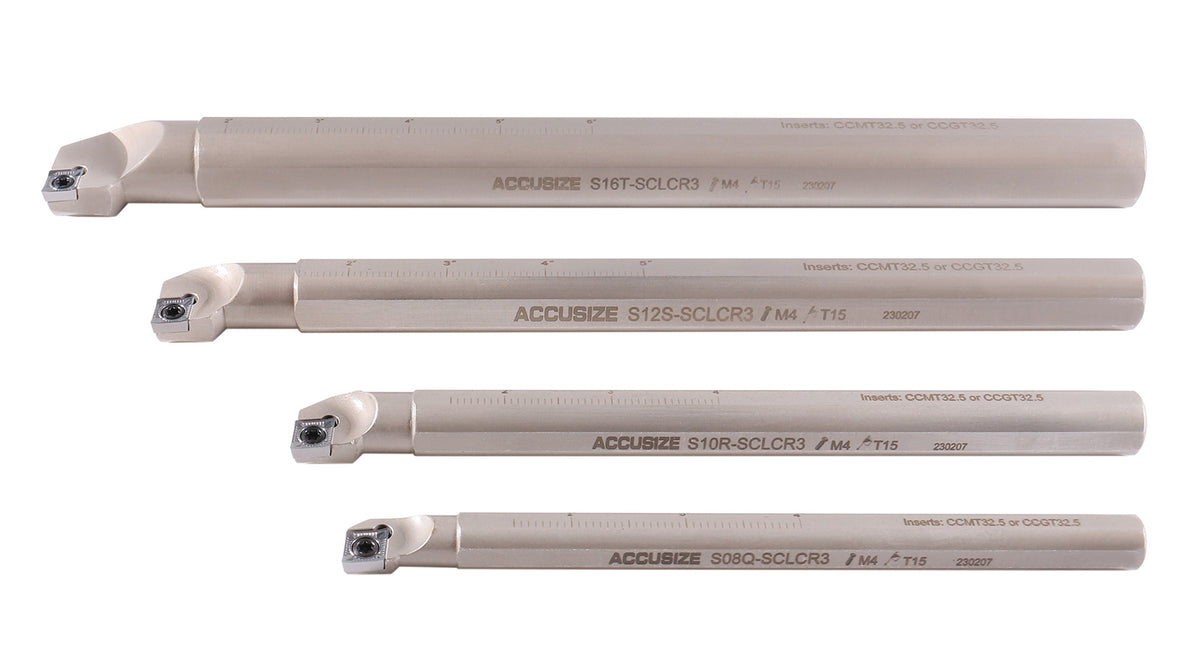 4 Pc Sclcr Indexable Boring Bar Set with 14 Pcs Ccgt32.51 (Akh01) Inserts, Right Hand, for Cutting Aluminum, P252-S528