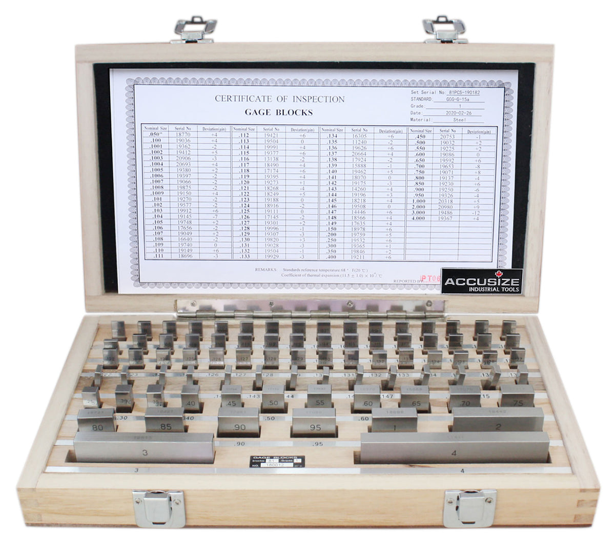 81 Pc Grade AS-1 Steel Gage Block Set, P900-S582