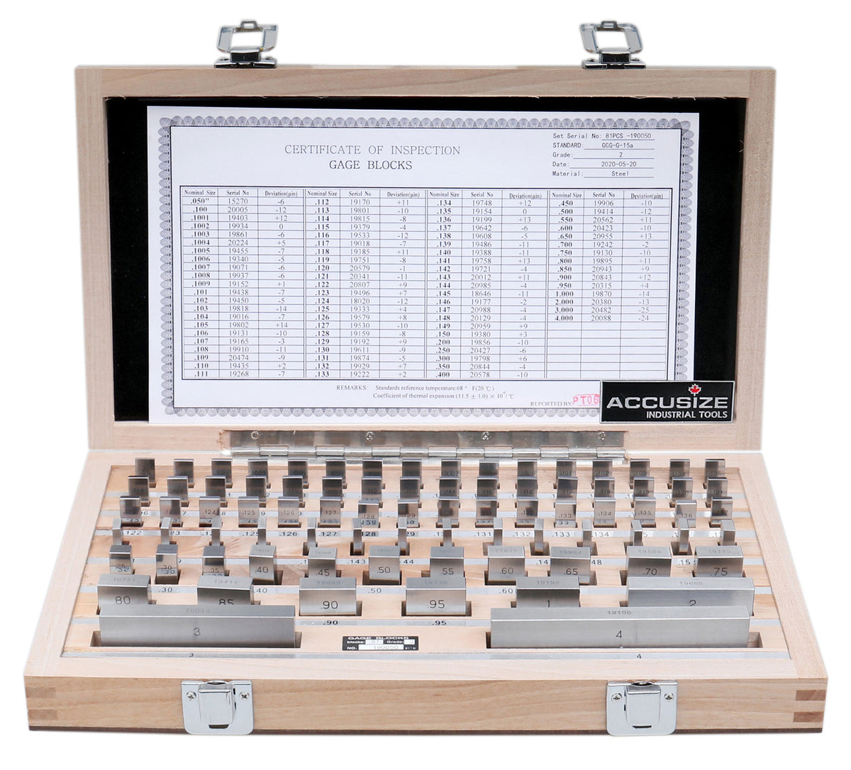 81 Pc Grade AS-2 Steel Gage Block Set, P900-S583