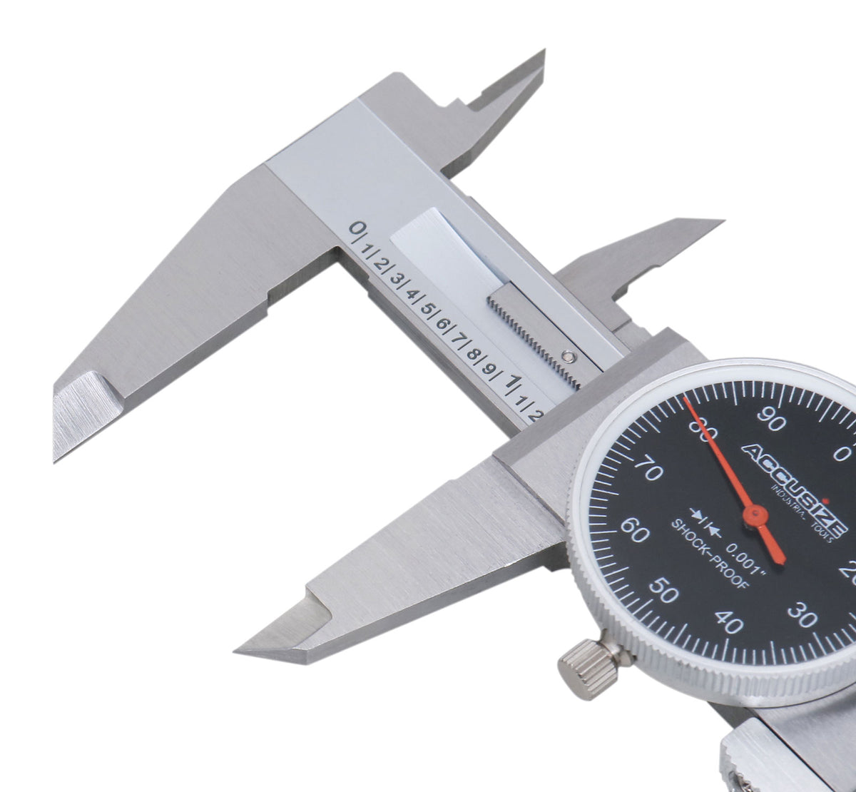 0-6" x 0.001" (Range x Resolution) Dial Caliper, Black Face Red Needle, Stainless Steel in Fitted Box, P920-B216