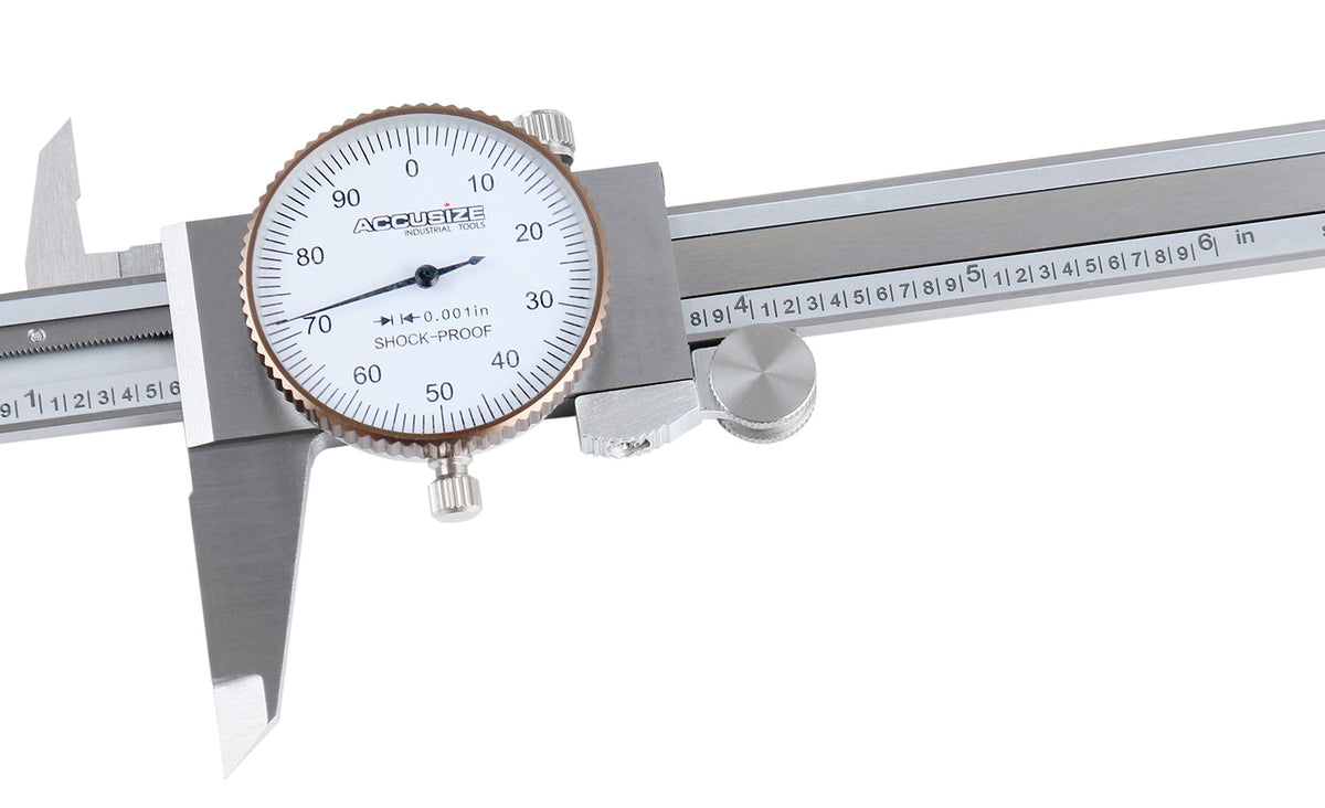 0-6 inch by 0.001 inch Precision Dial Caliper, Stainless Steel, in Fitted Box, P920-S216