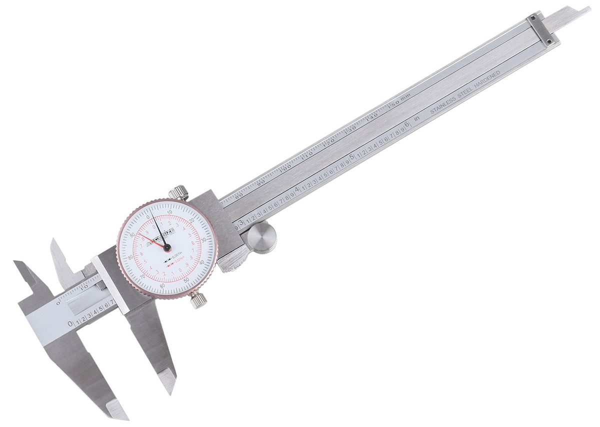 0-6''/0-150 mm by 0.001''/0.02 mm Inch/Metric Dual Needle Precision Dial Caliper Stainless Steel, P920-S236