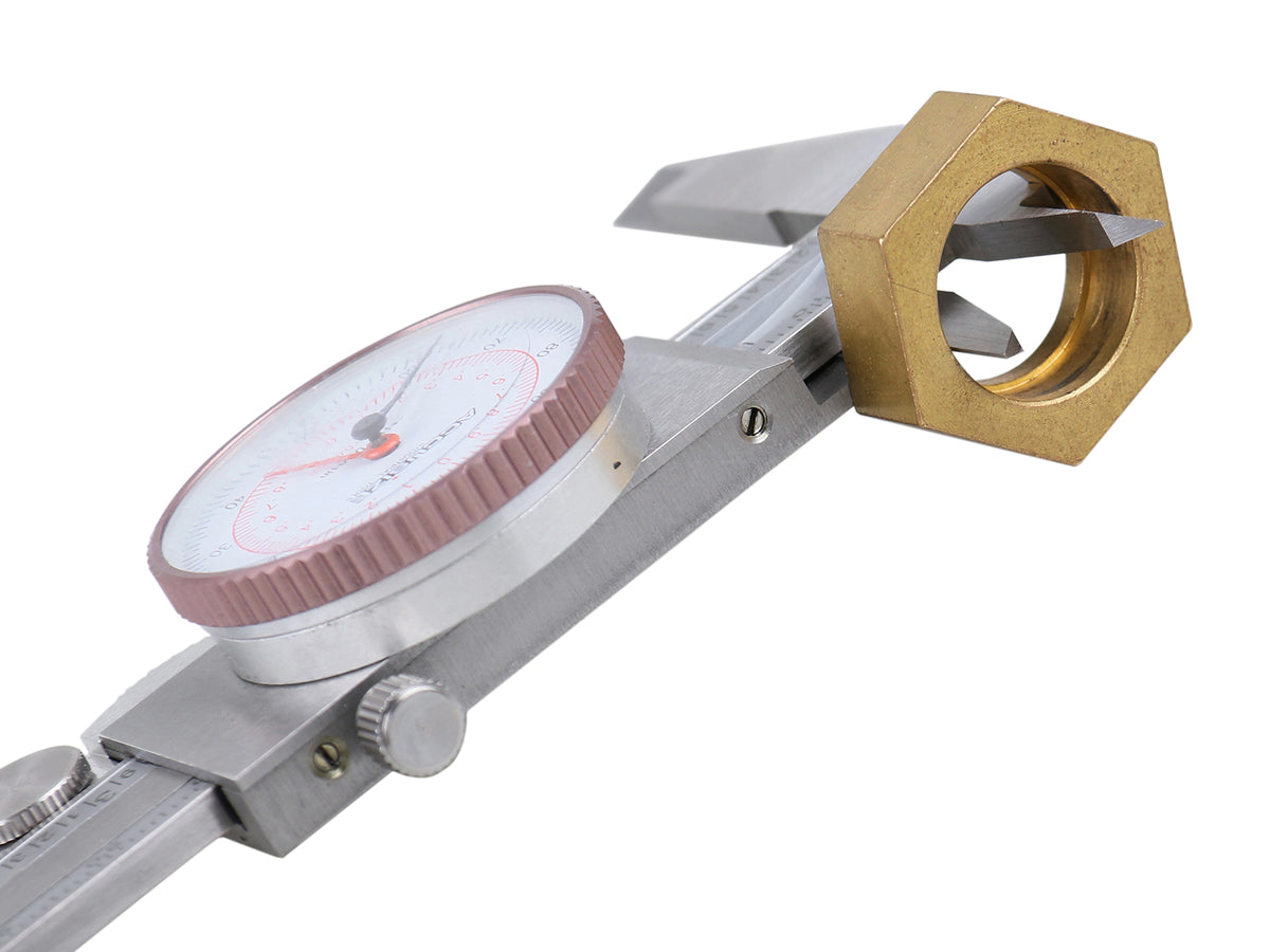 8''/200 mm by 0.001''/0.02 mm Dual Needle Precision Dial Caliper Stainless Steel in Fitted Case, Imperial/Metric, P920-S238