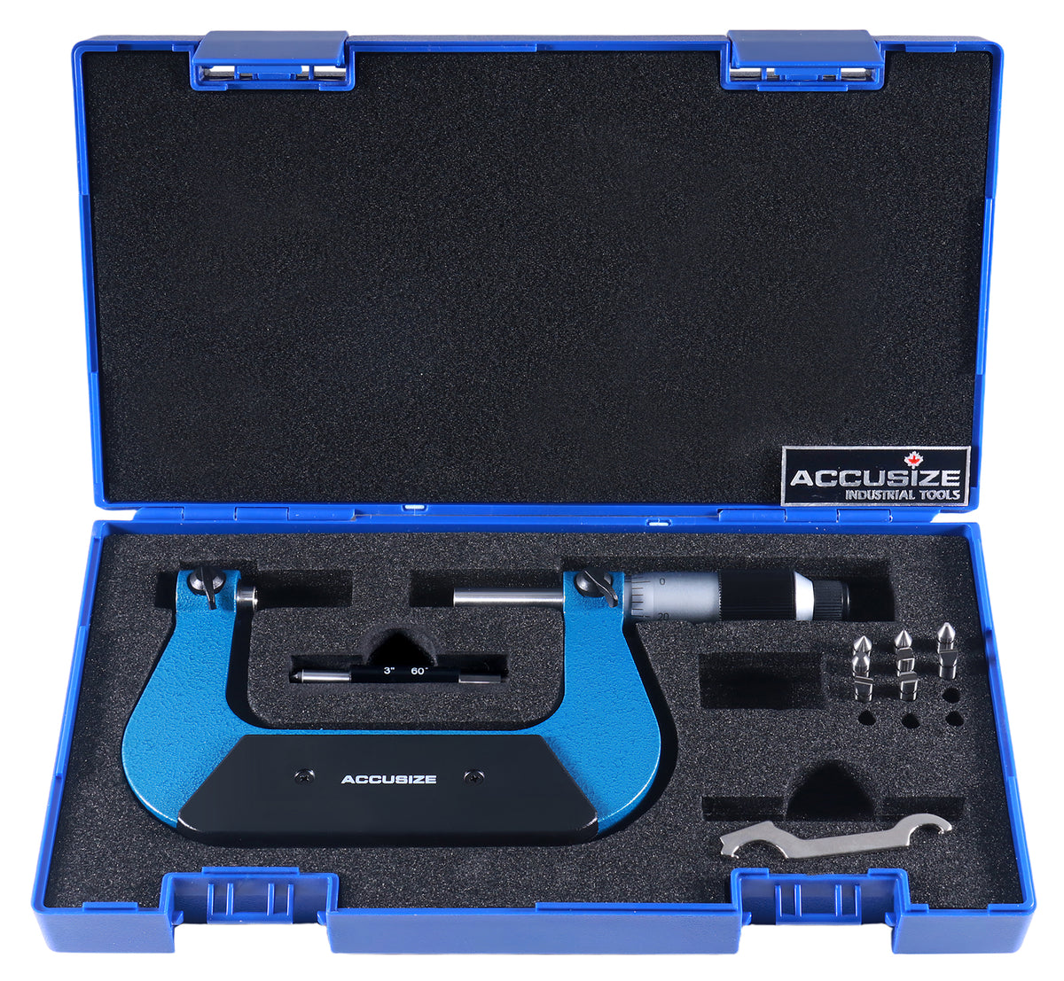 3-4'' X 0.001'' Screw Thread Micrometer with 5 Anvil in Fitted Box, S916-C753