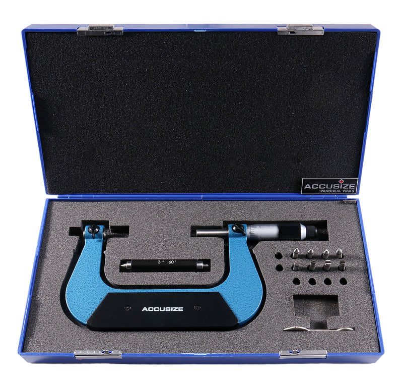 3-4'' X 0.001'' Screw Thread Micrometer with 5 Anvil in Fitted Box, S916-C753