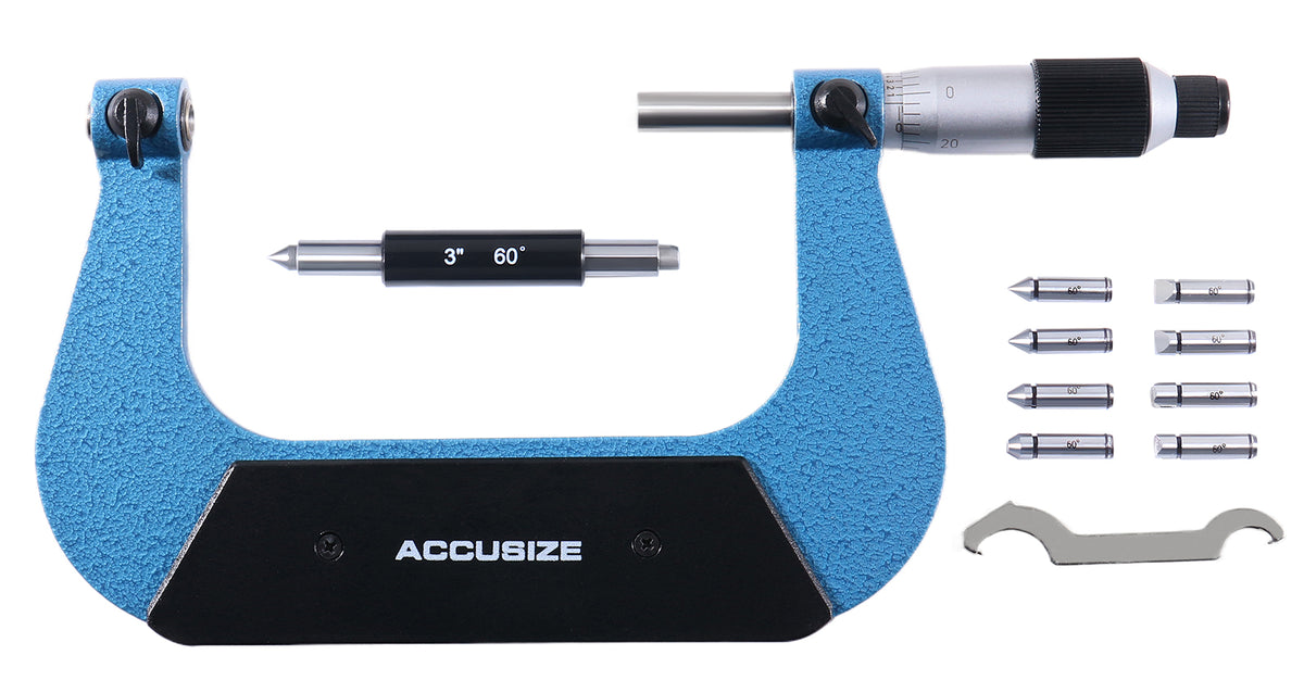 3-4'' X 0.001'' Screw Thread Micrometer with 5 Anvil in Fitted Box, S916-C753