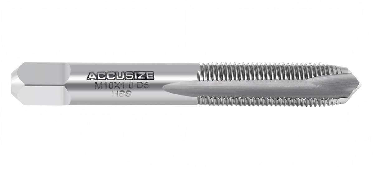 '- H.S.S. Metric Spiral Point Taps, American Standard, Fully Ground (Size: M10X1.0, Flute: 3)