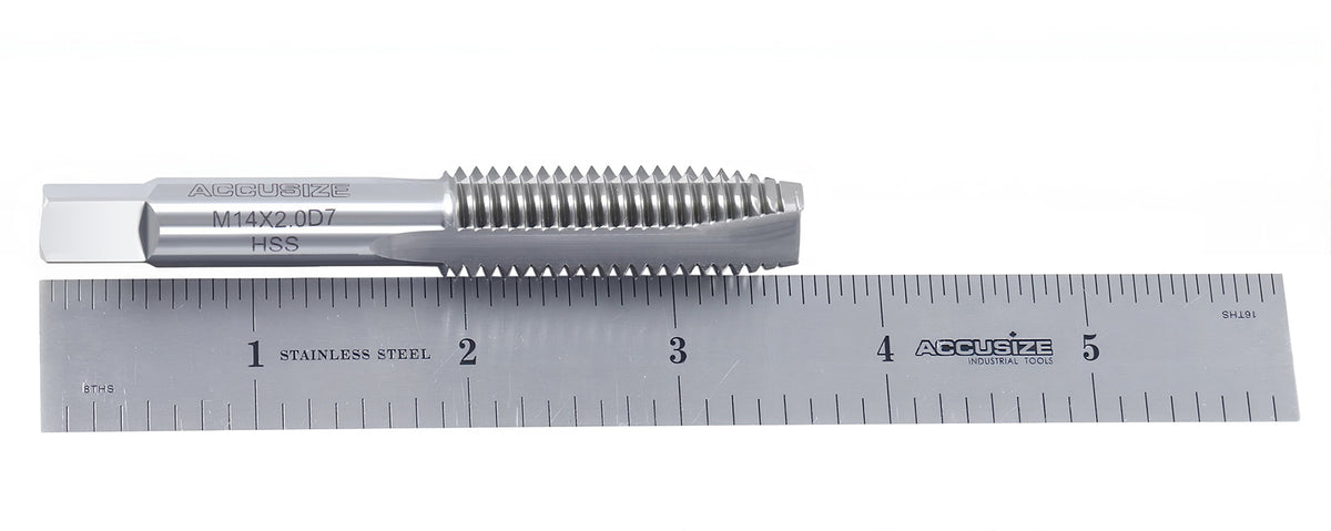'- H.S.S. Metric Spiral Point Taps, American Standard, Fully Ground (Size: M14X2.0, Flute: 3)