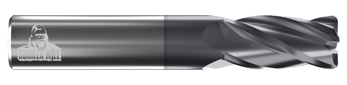 Gorilla 4 Flute Radius End TiALN Coated End Mills, Inch, Standard Performance, Made in USA