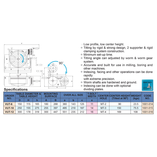 Vertex Tilting Rotary Table VUT-12, 1001-016