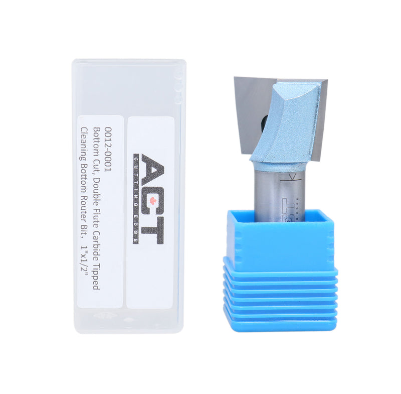 Accusize Industrial Tools 1/2" Shk Dia x 1" Cutting Dia Double Flute Carbide Tipped Bottom Cleaning (Surface Planing) Router Bit, 0012-0001