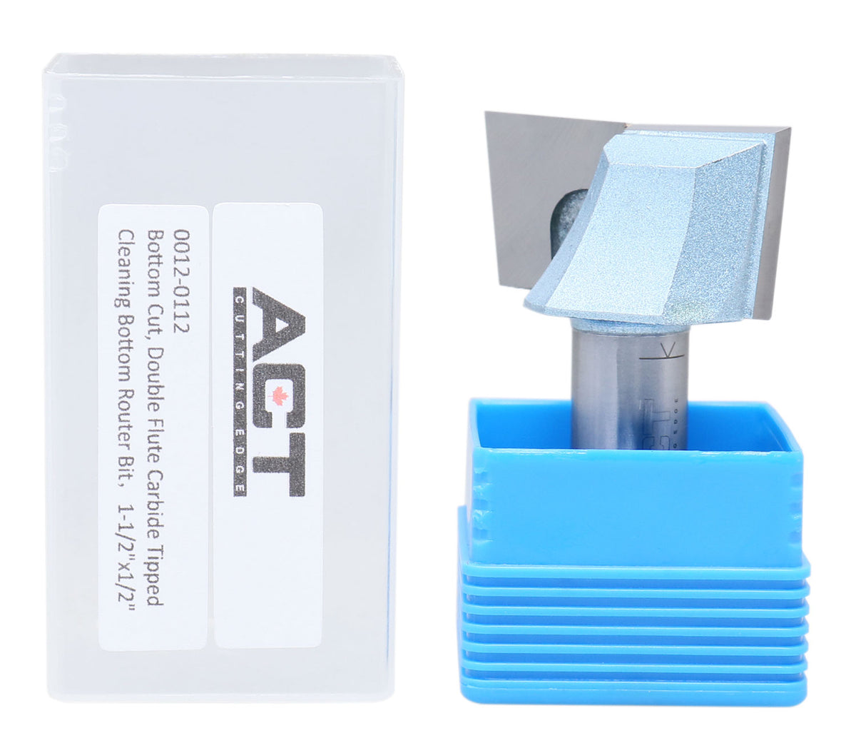 Accusize Industrial Tools 1/2" Shk Dia x 1-1/2" Cutting Dia Double Flute Carbide Tipped Bottom Cleaning (Surface Planing) Router Bit, 0012-0112