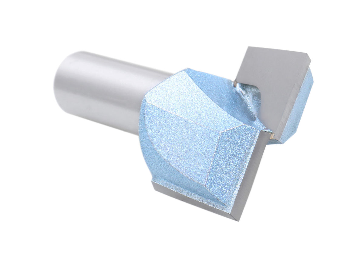 Accusize Industrial Tools 1/2" Shk Dia x 1-1/4" Cutting Dia Double Flute Carbide Tipped Bottom Cleaning (Surface Planing) Router Bit, 0012-0114
