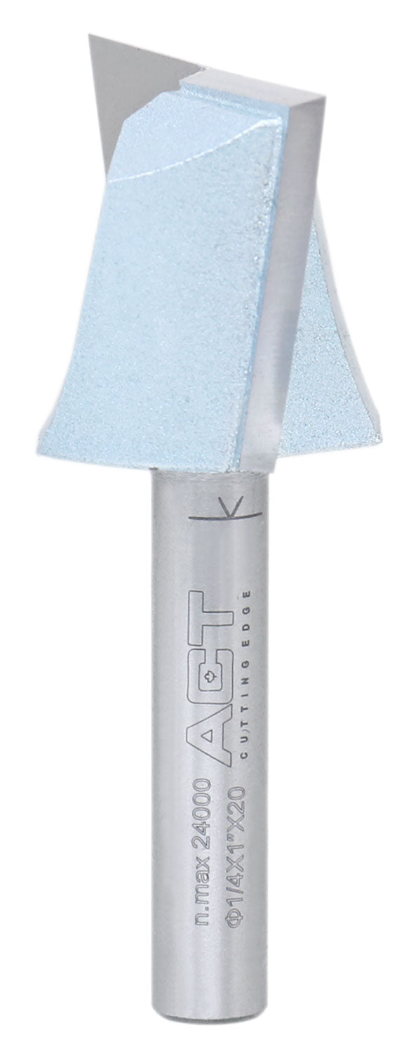 Accusize Industrial Tools 1/4" Shk Dia x 1" Cutting Dia Double Flute Carbide Tipped Bottom Cleaning (Surface Planing) Router Bit, 0014-0001