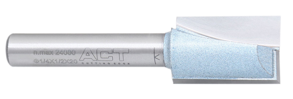 Accusize Industrial Tools 1/4" Shk Dia x 1/2" Cutting Dia Double Flute Carbide Tipped Bottom Cleaning (Surface Planing) Router Bit, 0014-0012