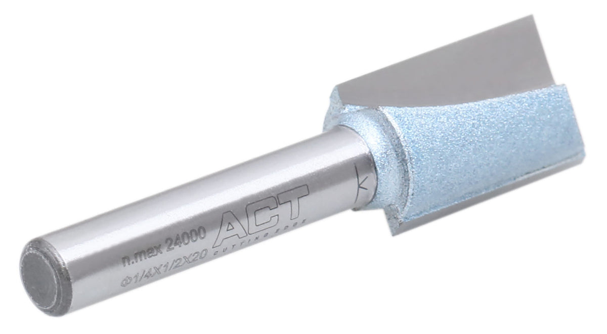 Accusize Industrial Tools 1/4" Shk Dia x 1/2" Cutting Dia Double Flute Carbide Tipped Bottom Cleaning (Surface Planing) Router Bit, 0014-0012