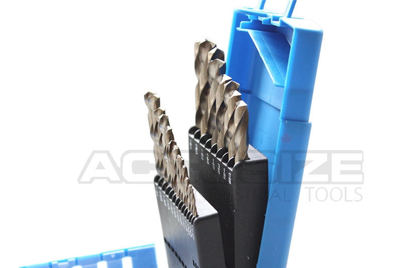 Jeu de 21 forets ANSI Jobber, M35 (HSS +5% COBALT), pointe fendue de 135 degrés, 1/16-3/8", #0021 -0200