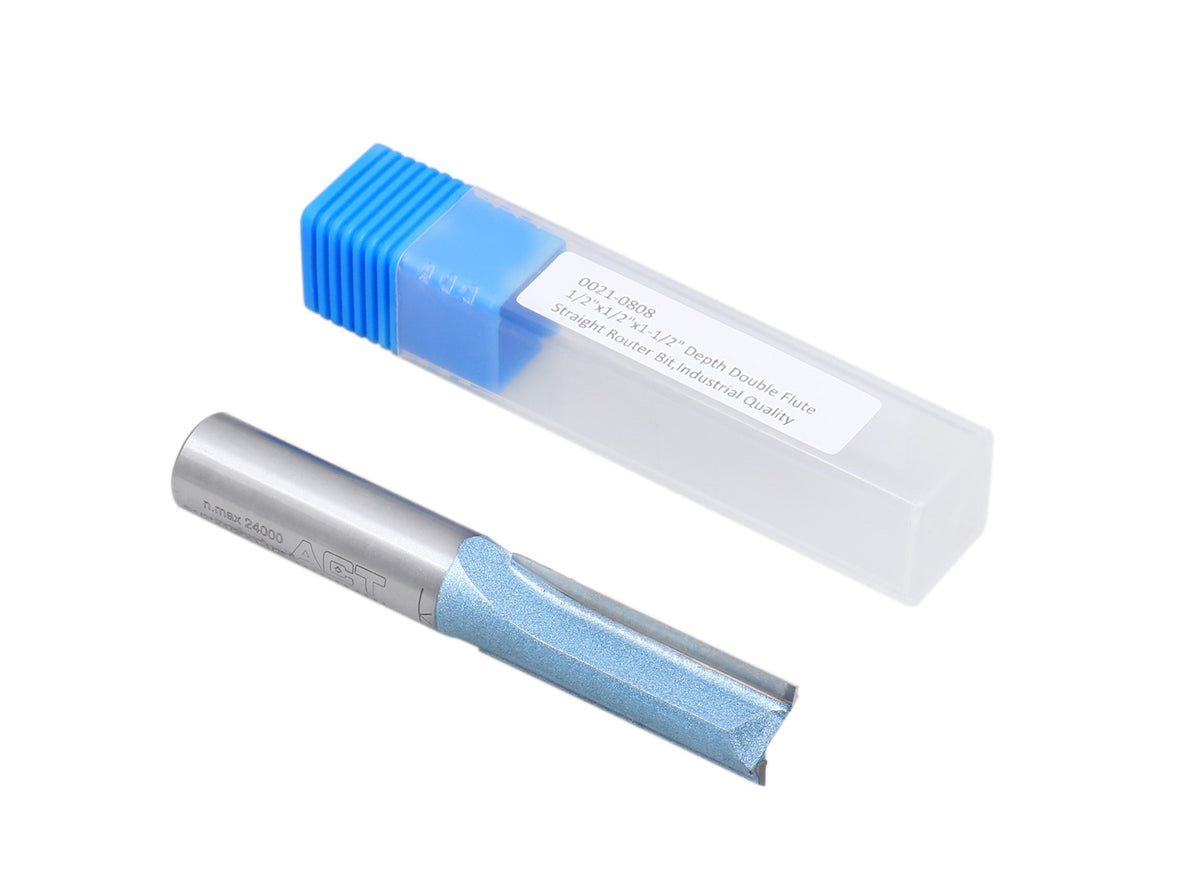 Double Flute Extra Long Straight Router Bit with 1/2" Shank, Industrial Quality