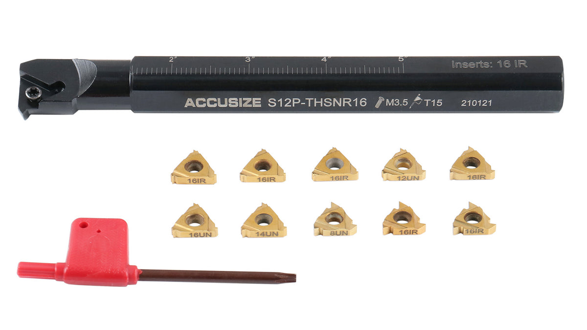 3/4'' Shank Indexable Thread Tool Set, 12Pcs Un Internal Thread Right, 0028-0284