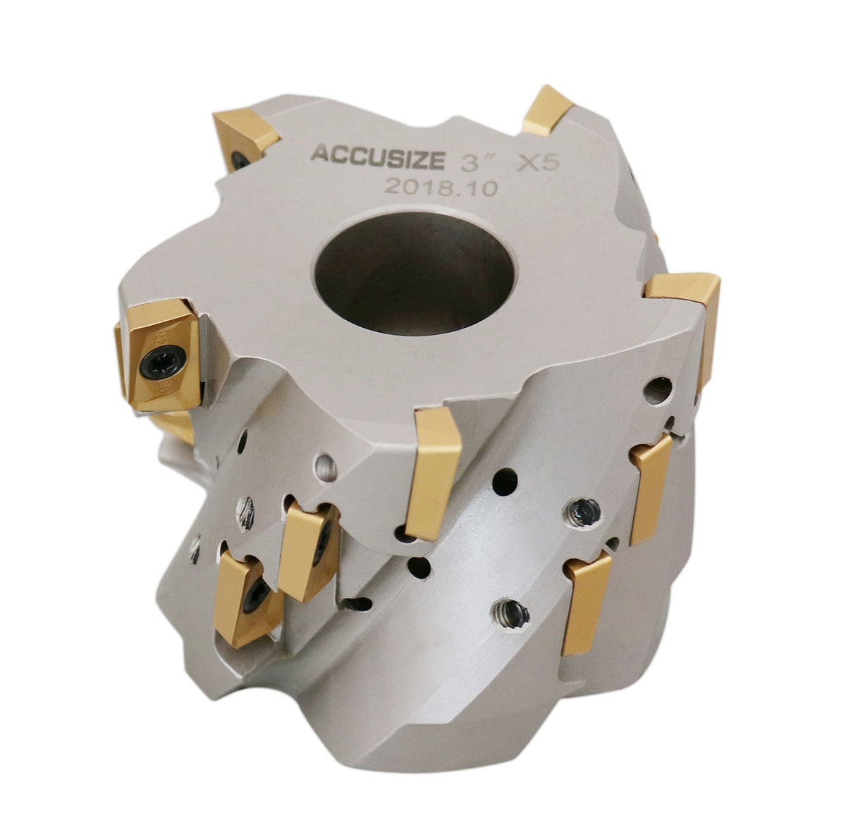3" x 1-1/4" 90° Heavy-Duty Coolant Helical Shell Indexable Milling Cutter (Nickel Plated), with 15 Carbide APKT1604 Inserts, #0028-2671A