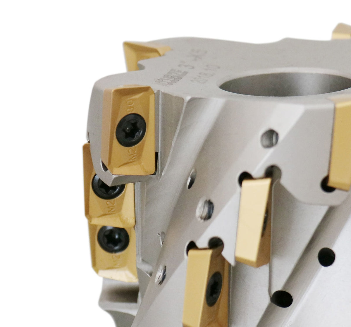 3" x 1-1/4" 90° Heavy-Duty Coolant Helical Shell Indexable Milling Cutter (Nickel Plated), with 15 Carbide APKT1604 Inserts, #0028-2671A
