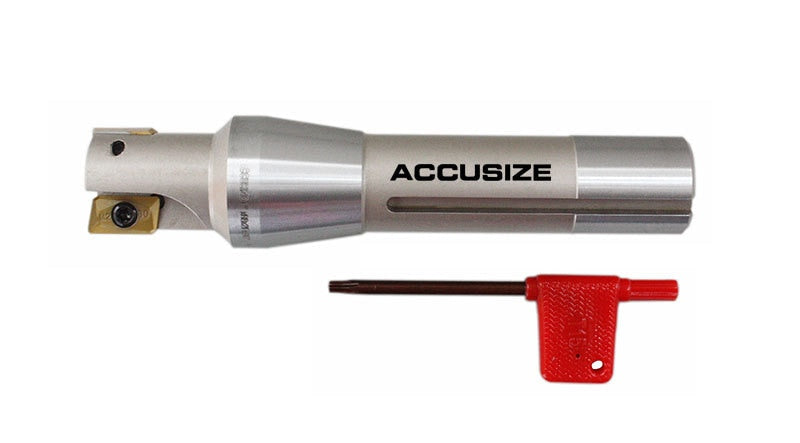 1", 1-1/2" and 2" 90 Degree R8 Shank Indexable End Mills with Carbide APKT Inserts