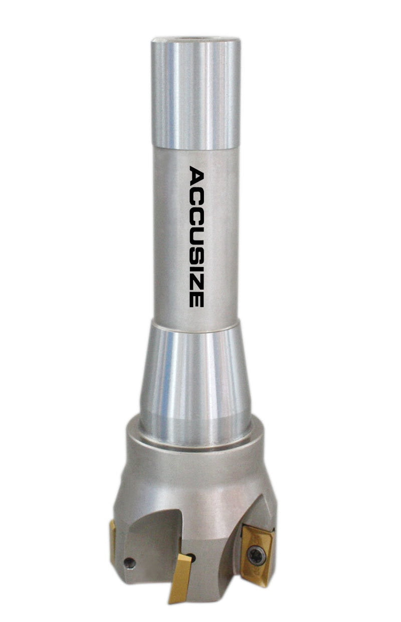 1", 1-1/2" and 2" 90 Degree R8 Shank Indexable End Mills with Carbide APKT Inserts