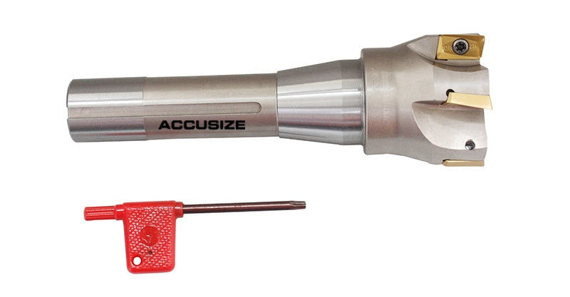 2" x 6-1/8" & 3" x 6-1/4" 90 Degree R8 Shank Indexable End Mills w/ APKT1604 Carbide Inserts, #0028-6906+6908
