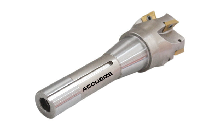 2" x 6-1/8" & 3" x 6-1/4" 90 Degree R8 Shank Indexable End Mills w/ APKT1604 Carbide Inserts, #0028-6906+6908