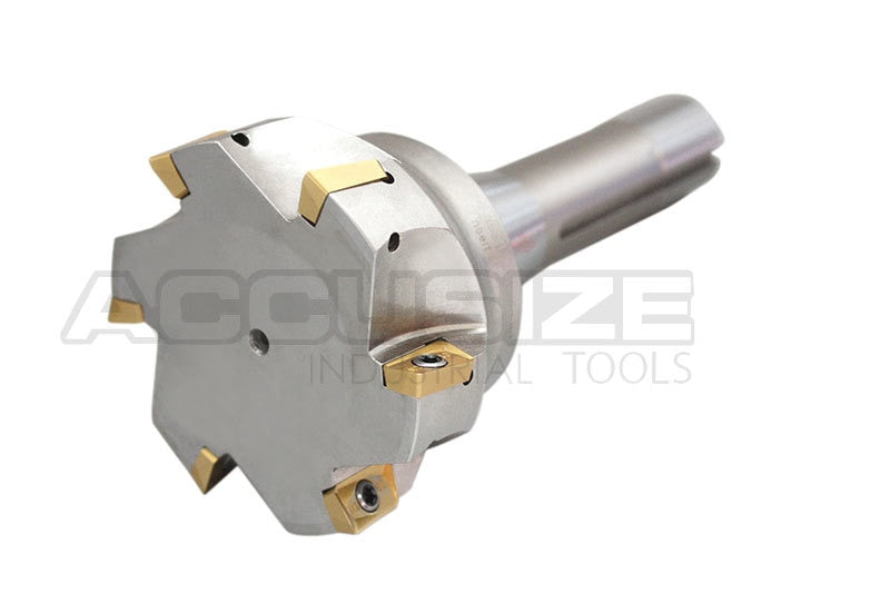 2" x 6-1/8" & 3" x 6-1/4" 90 Degree R8 Shank Indexable End Mills w/ APKT1604 Carbide Inserts, #0028-6906+6908