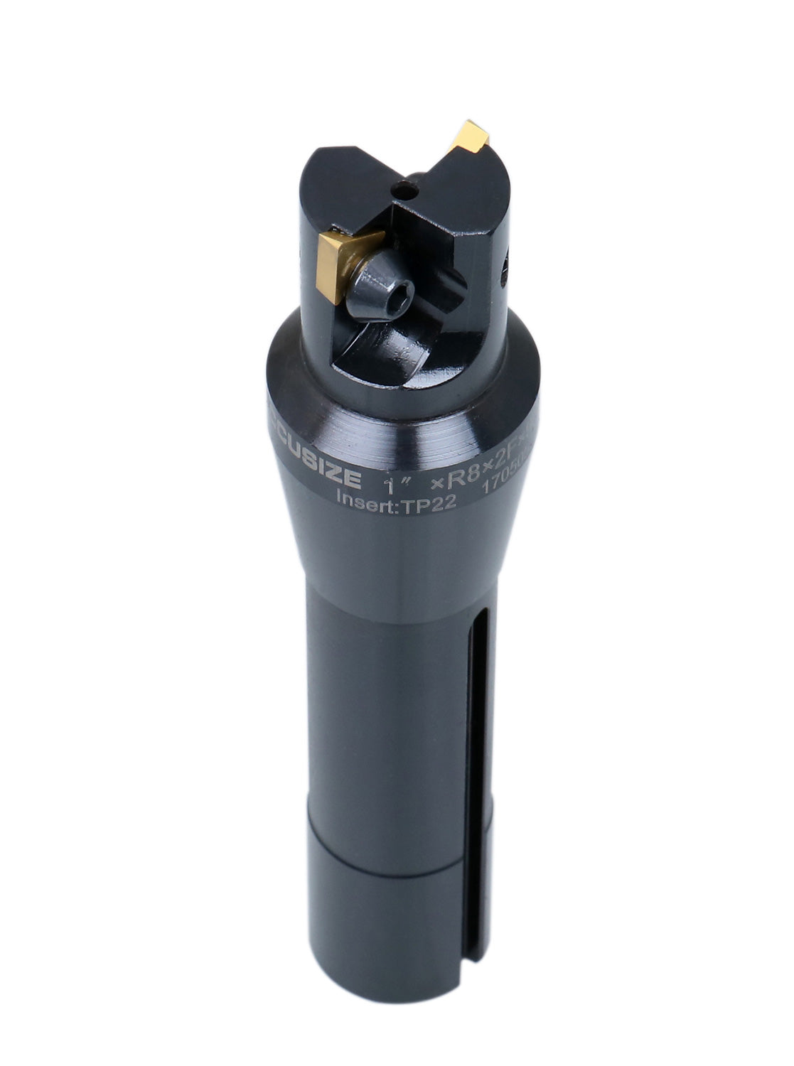 1'' Carbide Indexable End Mill, R8 Shank, 2 Flute, with Tpg22 Inserts, 0046-0915