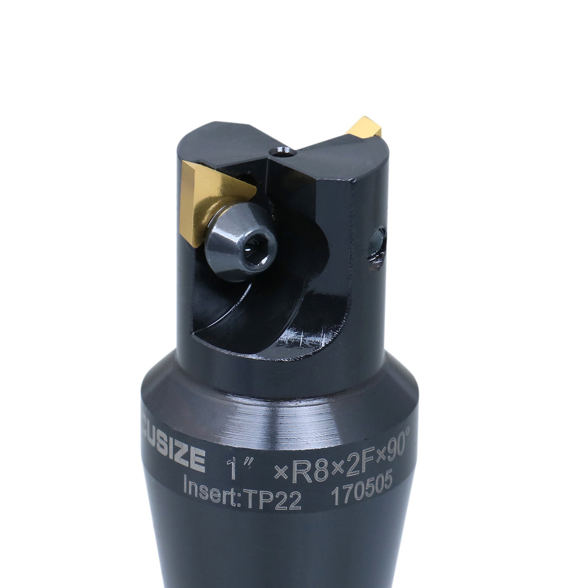 1'' Carbide Indexable End Mill, R8 Shank, 2 Flute, with Tpg22 Inserts, 0046-0915