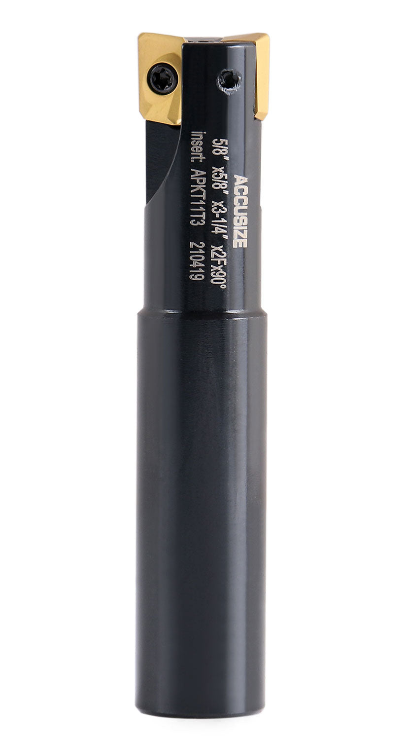 5/8'' 90 Deg Square Shoulder Indexable End Mill with 3-1/4'' Oal, Apkt11t3 Carbide Inserts, 2 Flute, 0056-0916