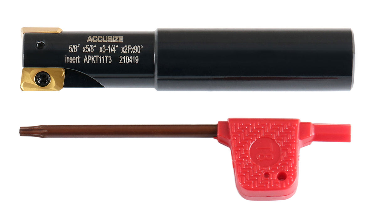 5/8'' 90 Deg Square Shoulder Indexable End Mill with 3-1/4'' Oal, Apkt11t3 Carbide Inserts, 2 Flute, 0056-0916