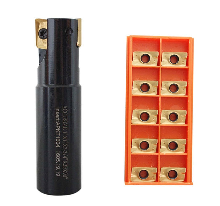 1" 90 Deg Square Shoulder Indexable End Mill plus 12 APKT1604 Carbide Inserts, #0056-0921+0056-1604